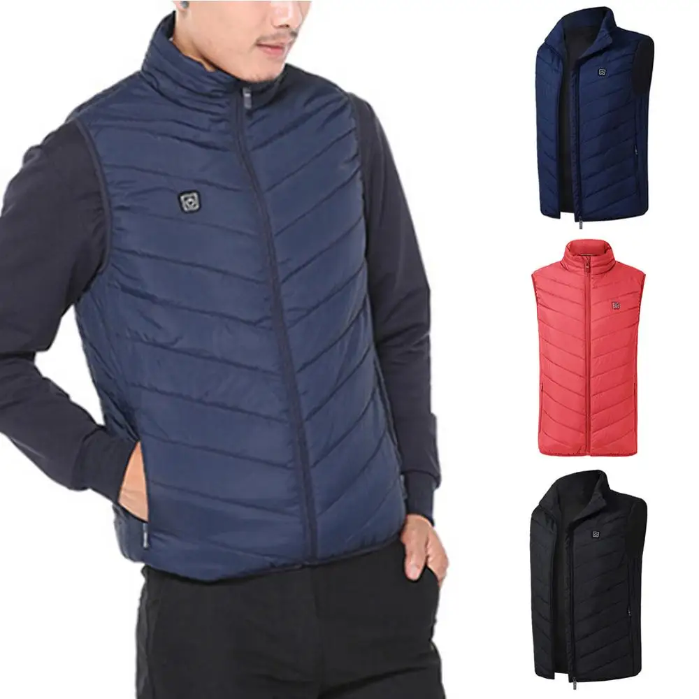 

Heated Jacket Vest USB Men Winter Electrical Heated Sleevless Jacket Travel Outdoor Waistcoat Hiking ë°œì—´ì¡°ë¼